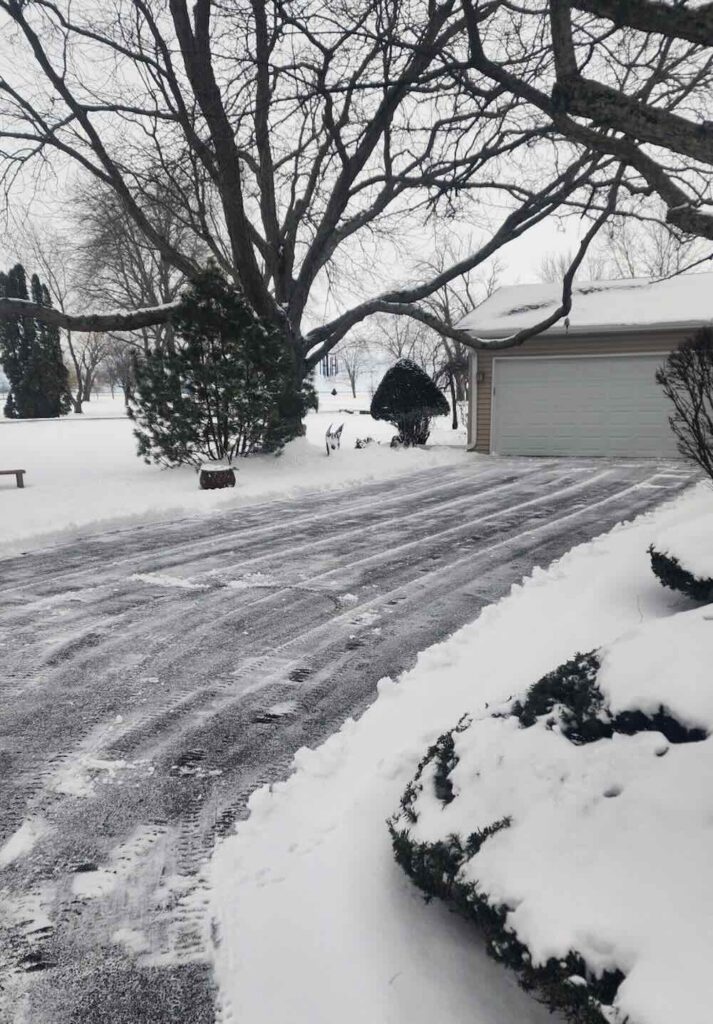 Driveway and walkway cleared of snow outside a home in White Rock